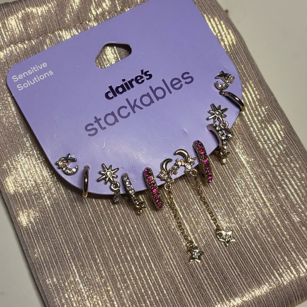 Claire's Gold Star and Hoop Earring Collection